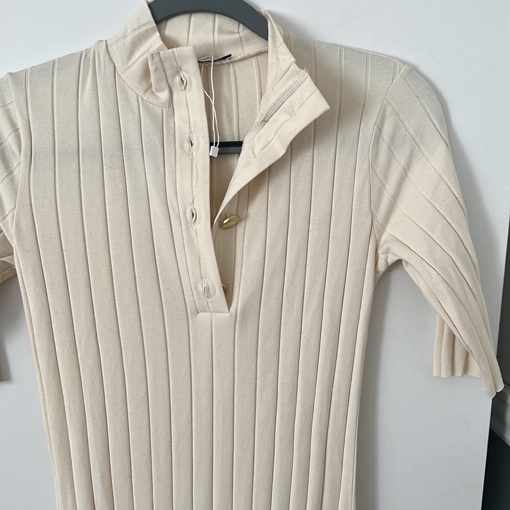 ZARA - short sleeve cream dress - Picture 6 of 7